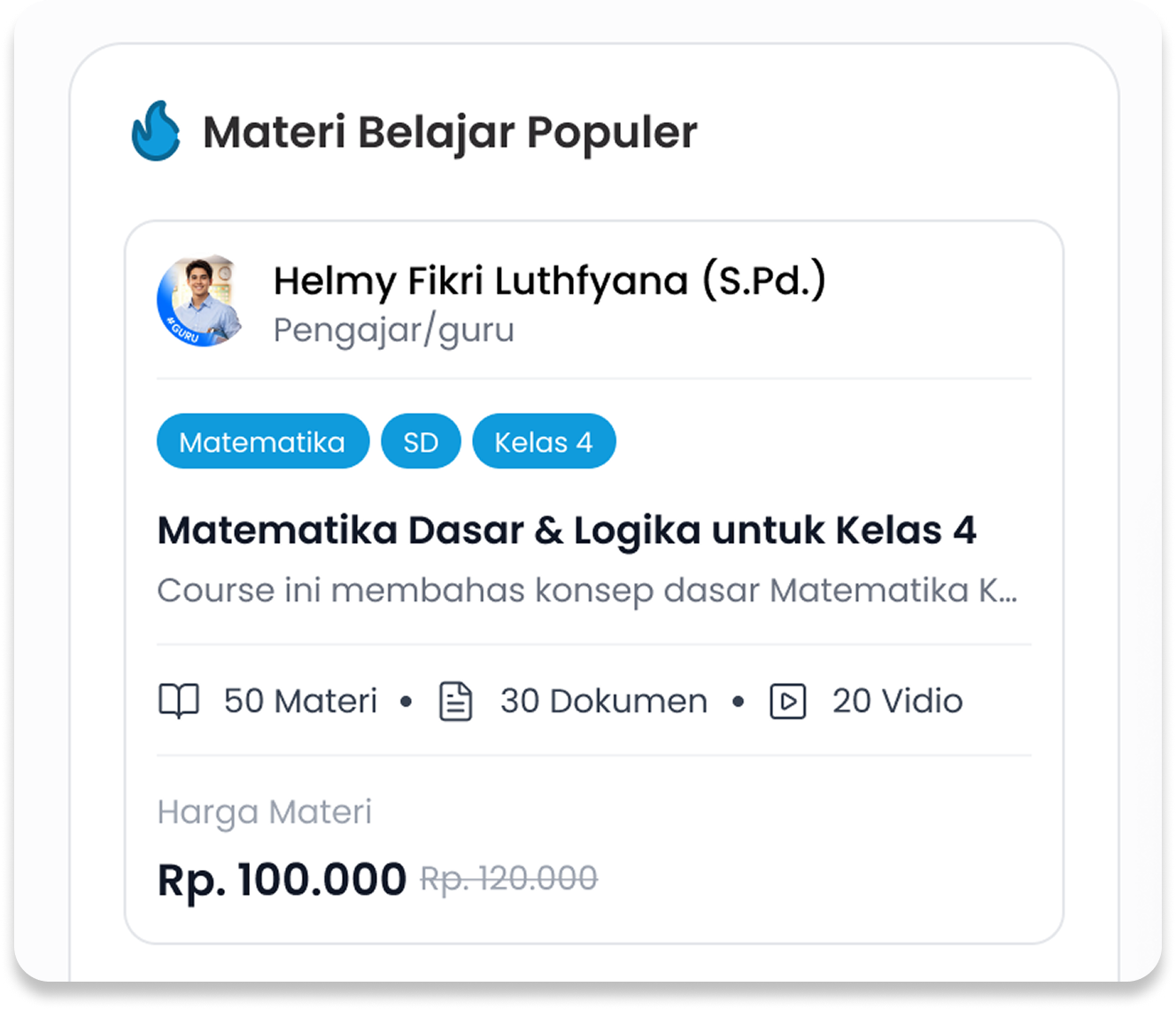 Dapatkan kelas dan materi sesuai kebutuhan